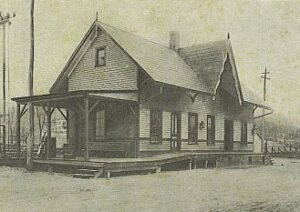 Wilton's first railroad station, built in 1852.